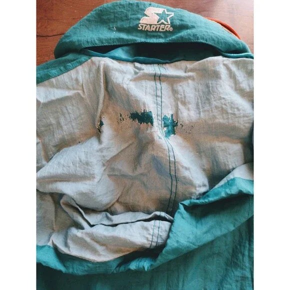 Vintage Starter Jacket NFL 90s Miami Dolphins Puffy Pullover Mens Large - Picture 13 of 16